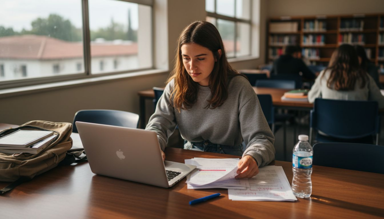 Alumno comprobando los requisitos para ingresar a Cambridge