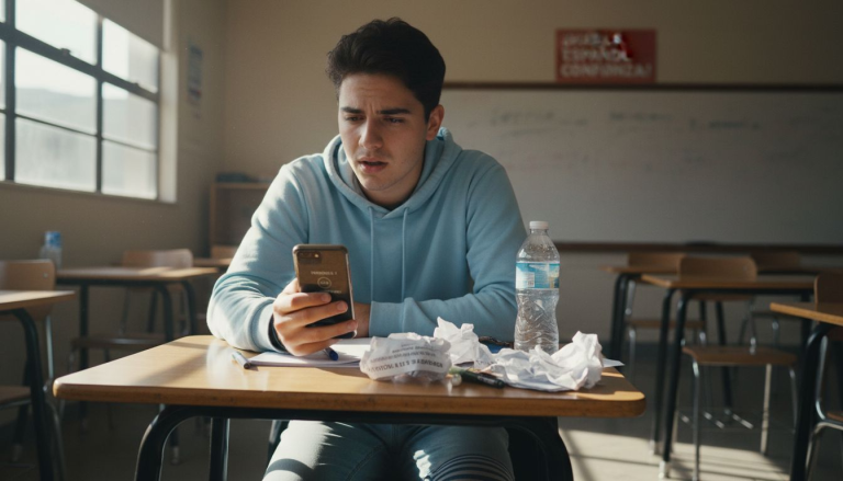 El alumno practica cómo responder preguntas típicas del examen de Cambridge en clase.