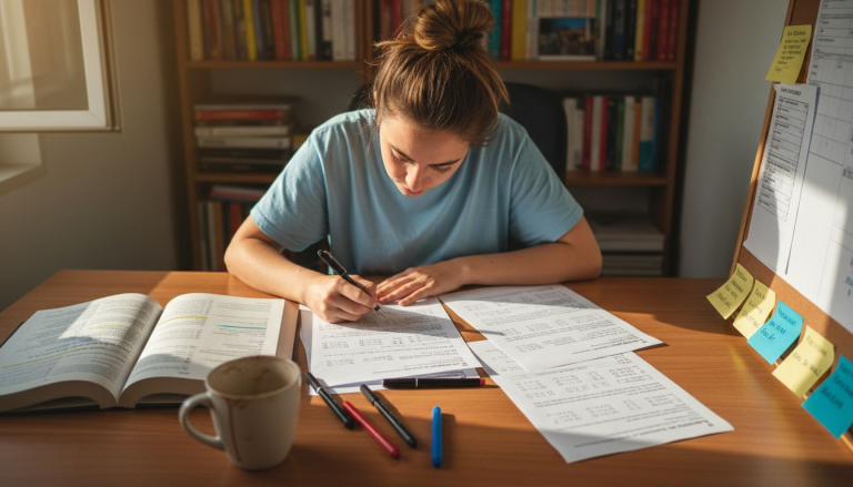 Alumno realizando el examen de Cambridge en su escritorio