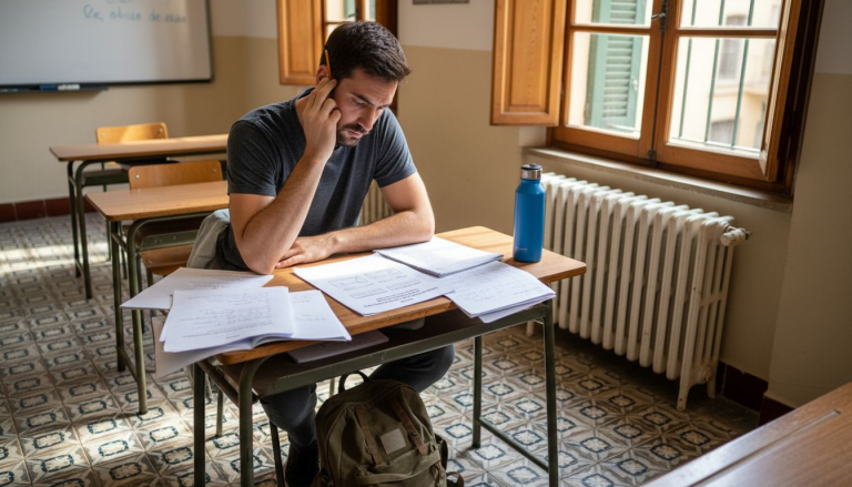 Alumno repasando el cuadro de pronunciación del valenciano