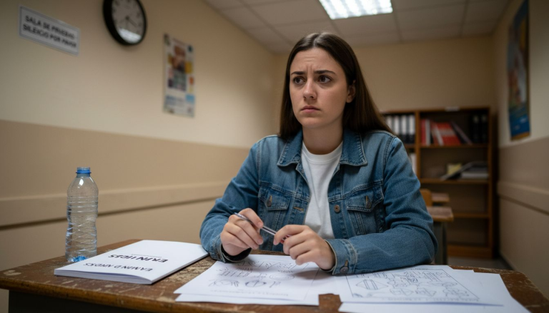 Alumno preparándose para el examen oral de inglés