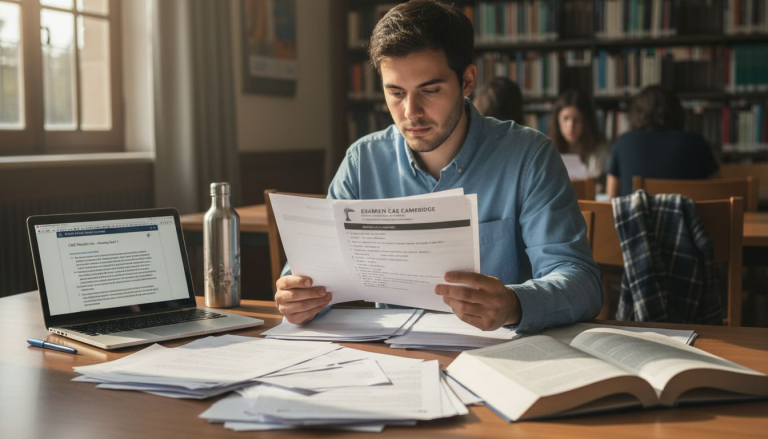Alumno preparándose a fondo para presentarse al examen CAE de Cambridge